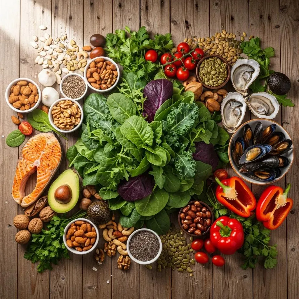 Assortment Of Nutrient-Rich Foods That Address Common Deficiencies In Recovery