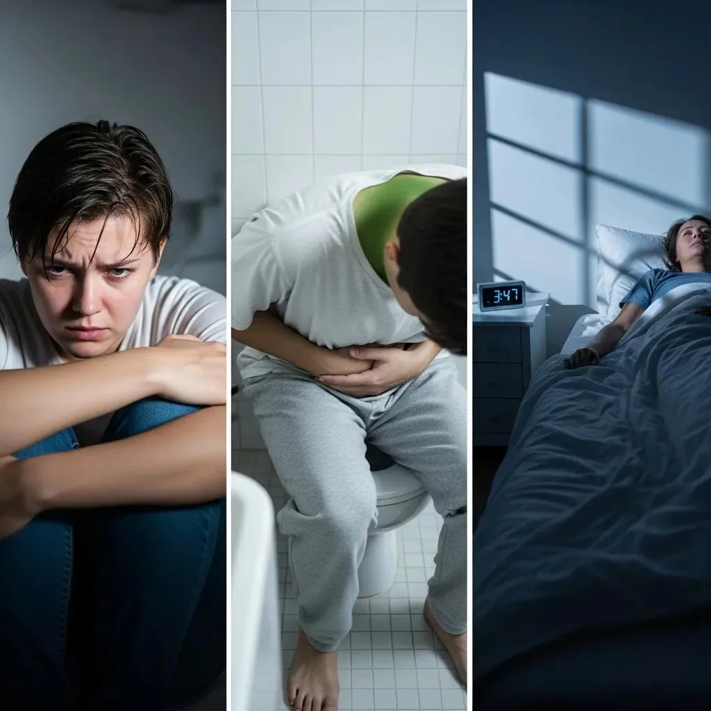 Collection Of Common Withdrawal Symptoms: Anxiety, Nausea, Sleep Disturbance