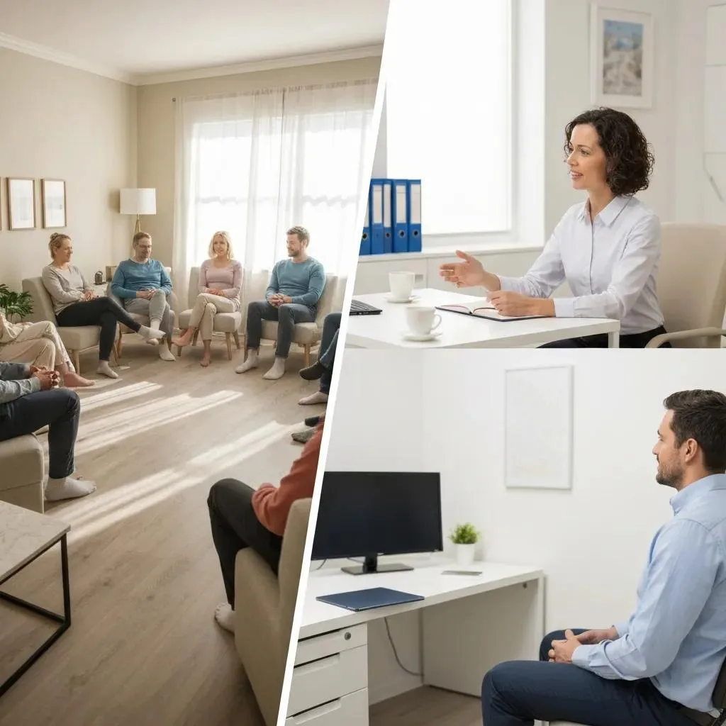How Las Vegas Addiction Centers Differ In Treatment Methods: A Comprehensive Guide Indoor Therapy Room And Outpatient Counseling Space Contrasted
