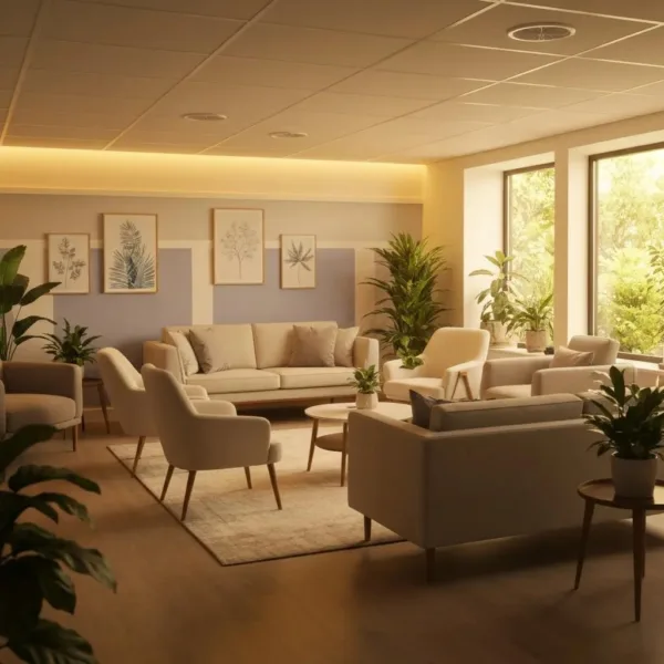 Counseling Room Designed For Addiction Recovery, Emphasizing Comfort And Support