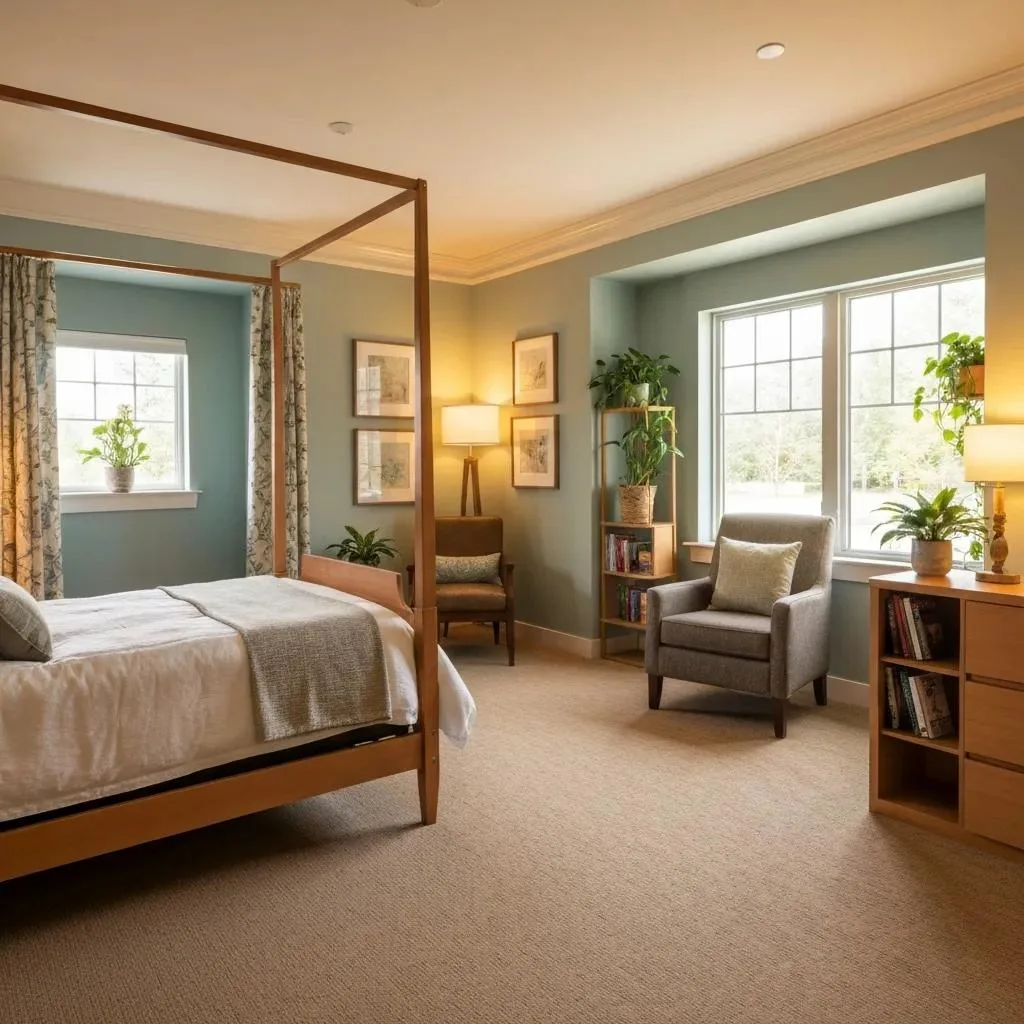 Comfortable Inpatient Room With A Welcoming Bed And Personal Touches, Representing Safety And Stability During Treatment