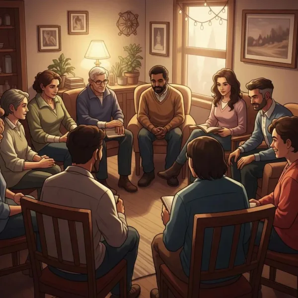 Diverse Group Of Individuals In A Supportive Alcoholics Anonymous Meeting, Showcasing Community And Recovery