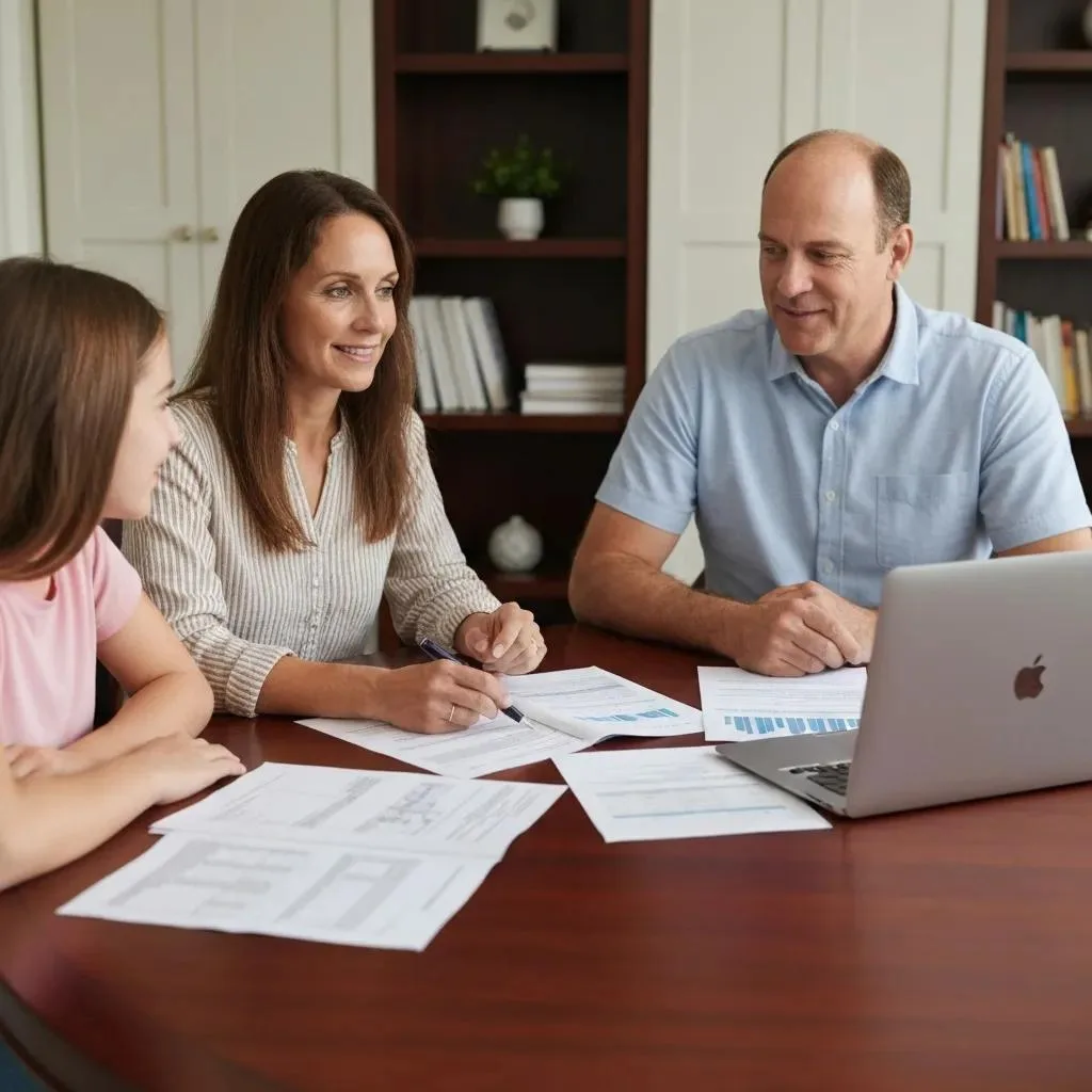 Family Reviewing Payment Options For Addiction Treatment At A Table — Planning Matters In Recovery