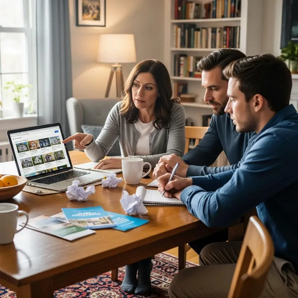 Sober Living Homes: Support After Inpatient Rehab Family Discussing Sober Living Home Options At A Table, Emphasizing Thoughtful Decision-Making And Care