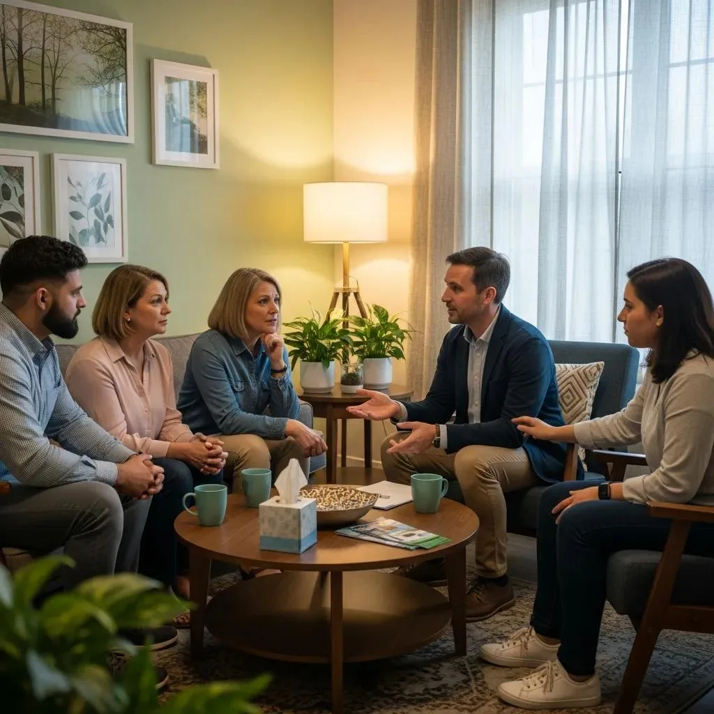 Clinician Meeting With Family To Discuss Treatment Plan And Safety During Detox
