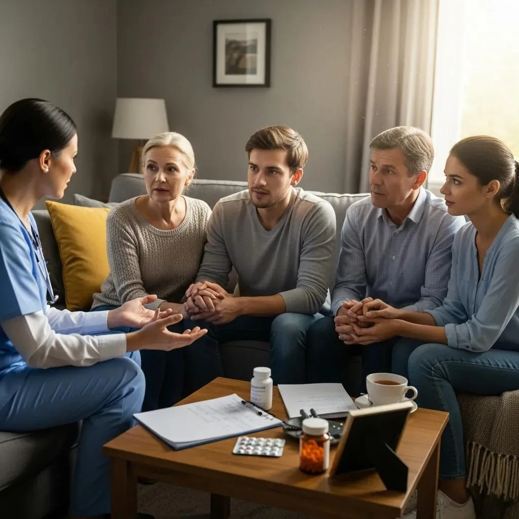 Medication Management In Dual Diagnosis Treatment Family Meeting With A Clinician To Review Medication And Recovery Plans