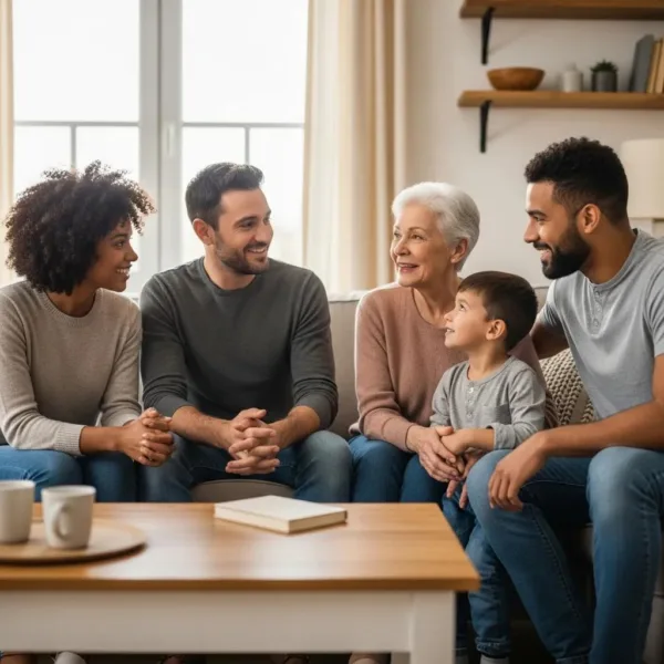 Family Members Supporting Each Other In A Cozy Living Room, Emphasizing The Importance Of Family Involvement In Addiction Treatment