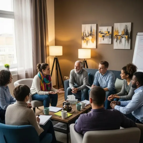 Blogs Group Therapy Session Focused On Life Skills For Recovery, Highlighting Emotional Support And Communication