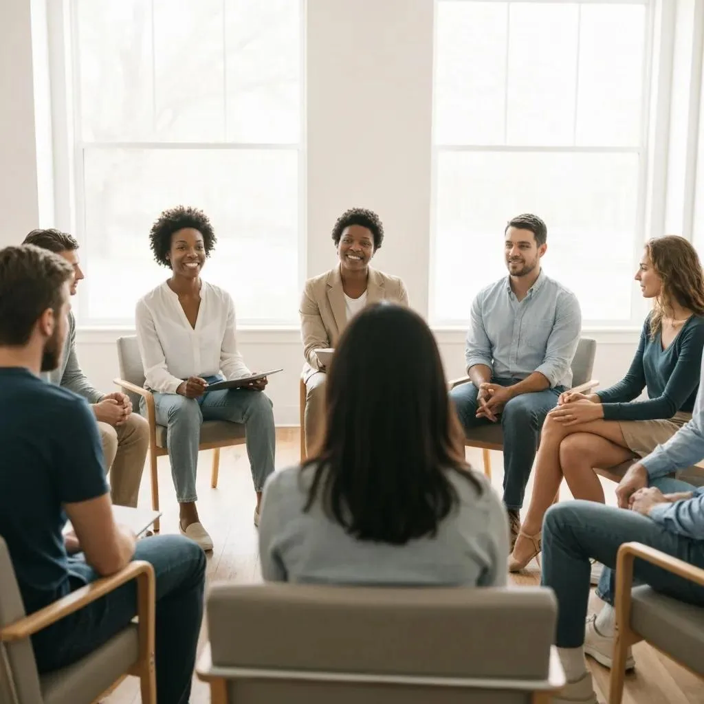 Group Therapy Session Illustrating Benefits Of Medically Supervised Detox