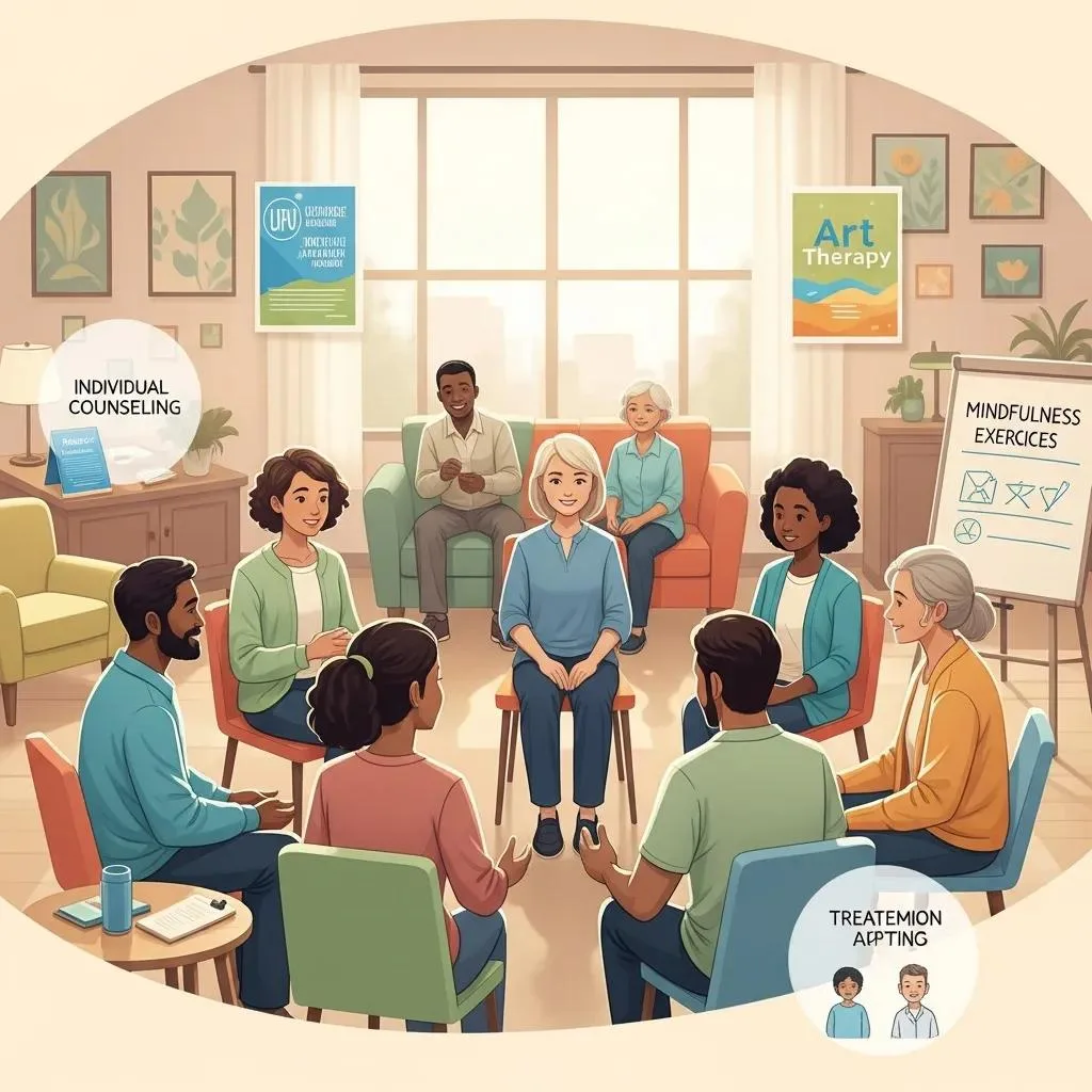 A Group Therapy Session In Progress, Representing Treatment Options