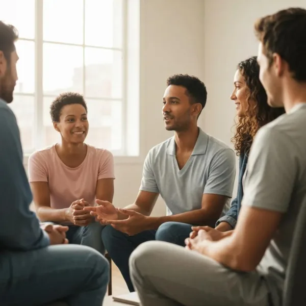 Group Therapy Session Illustrating Support And Connection In Addiction Recovery