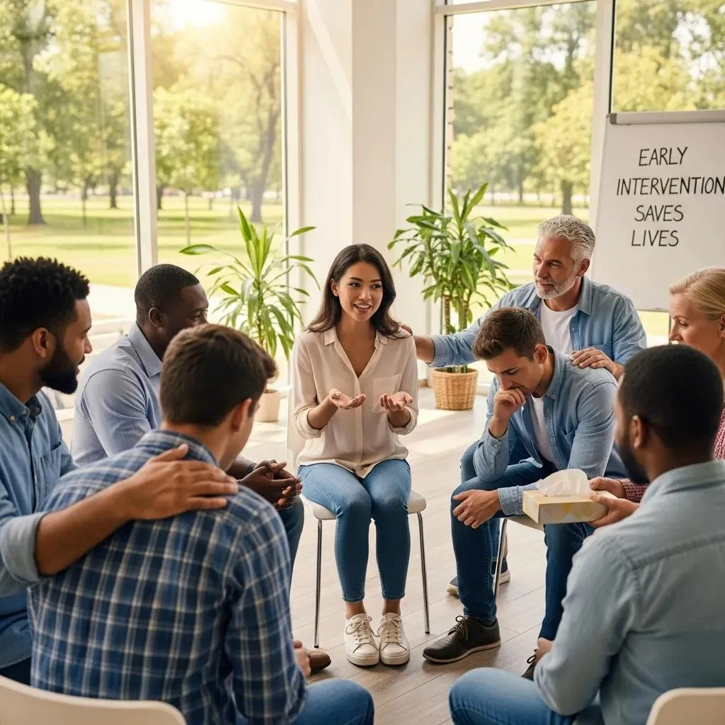 Group Therapy Session Showing The Positive Effects Of Starting Treatment Early