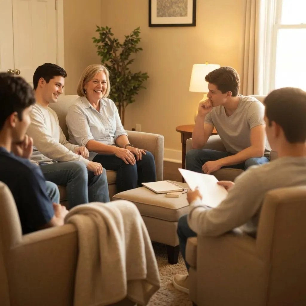Comfortable Group Therapy In A Welcoming Treatment Room
