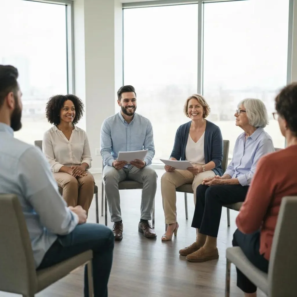 Group Therapy Session Inside A Supportive Inpatient Treatment Setting