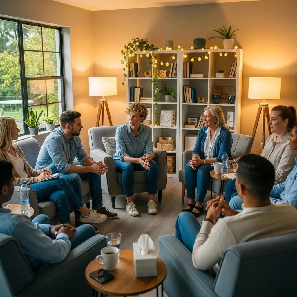 Adderall Rehab Program Las Vegas, Nevada Group Therapy Session At An Inpatient Rehab Facility — Community Support For Adderall Recovery