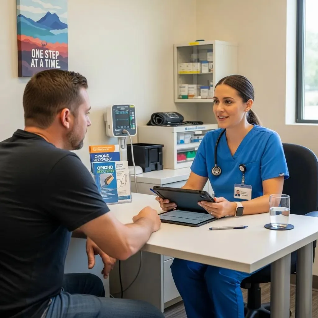 Healthcare Professional Conducting An Intake Assessment For Opioid Detox