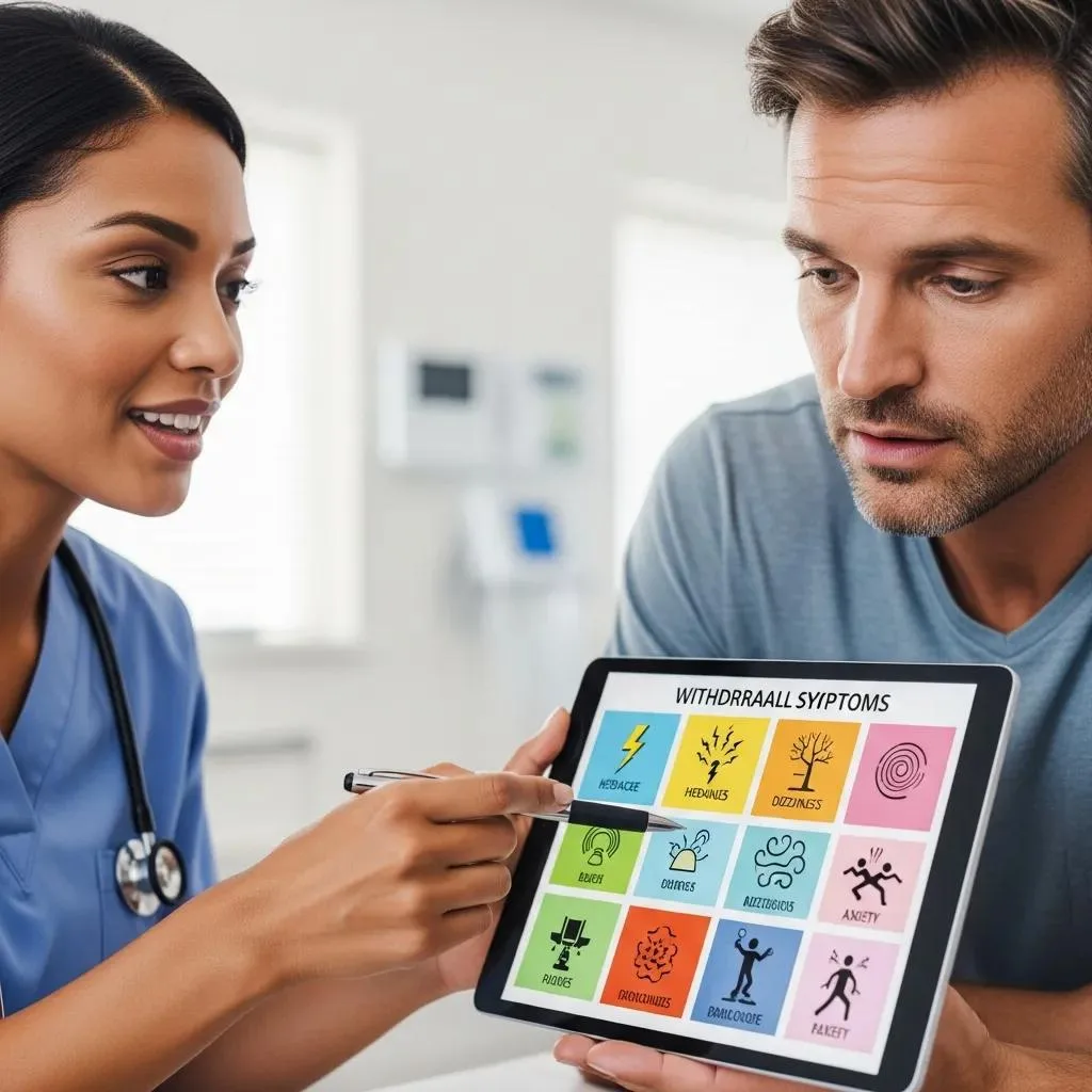 Clinician Discussing Common Withdrawal Symptoms With A Patient In A Private Clinical Setting