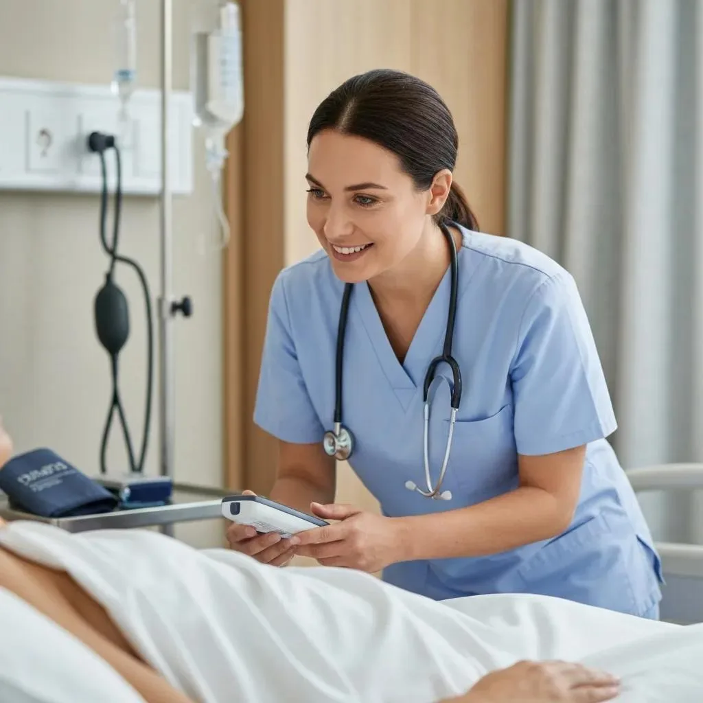 Clinician Monitoring A Patient During Medically Supervised Alcohol Detox