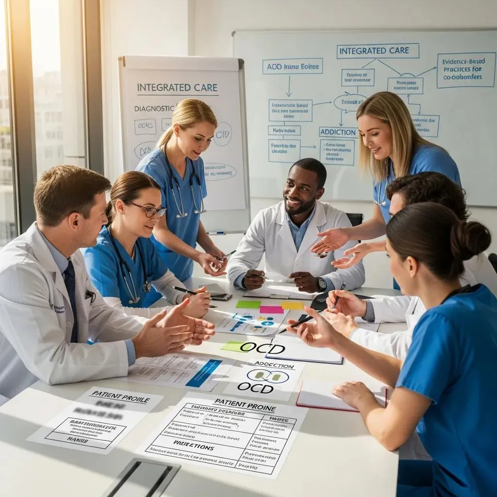 Ocd &Amp; Addiction: Integrated Treatment Approaches Team Of Clinicians Reviewing An Integrated Treatment Plan For Ocd And Addiction
