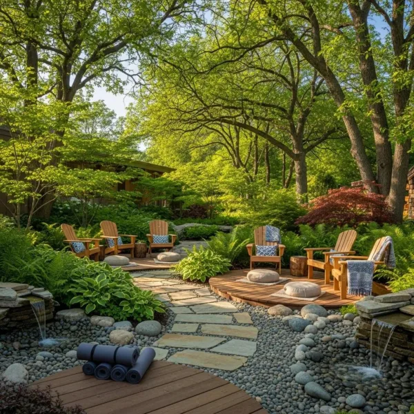 Holistic Addiction Treatment Center With Serene Outdoor Space And Yoga Mats