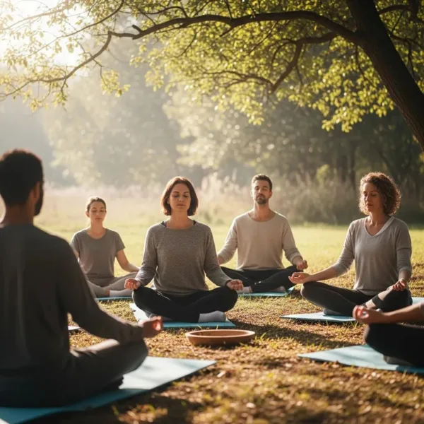 Holistic Therapy Session For Addiction Recovery In A Serene Outdoor Setting