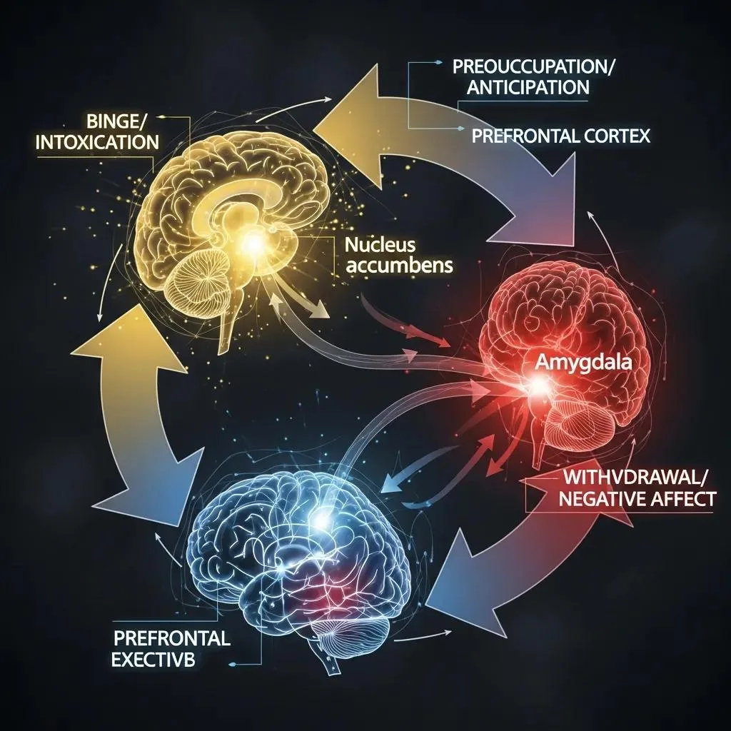 Diagram Showing Brain Regions Linked To The Stages Of The Addiction Cycle