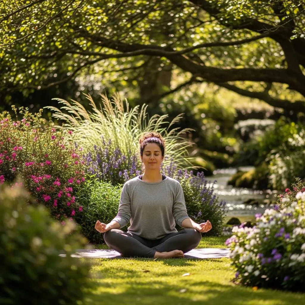Person Practicing Mindful Breathing Outdoors To Manage Cravings And Emotions