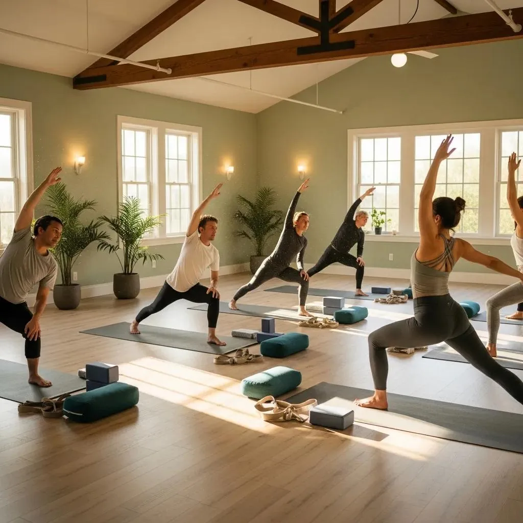 Group Practicing Yoga As Part Of An Integrative Addiction Treatment Program