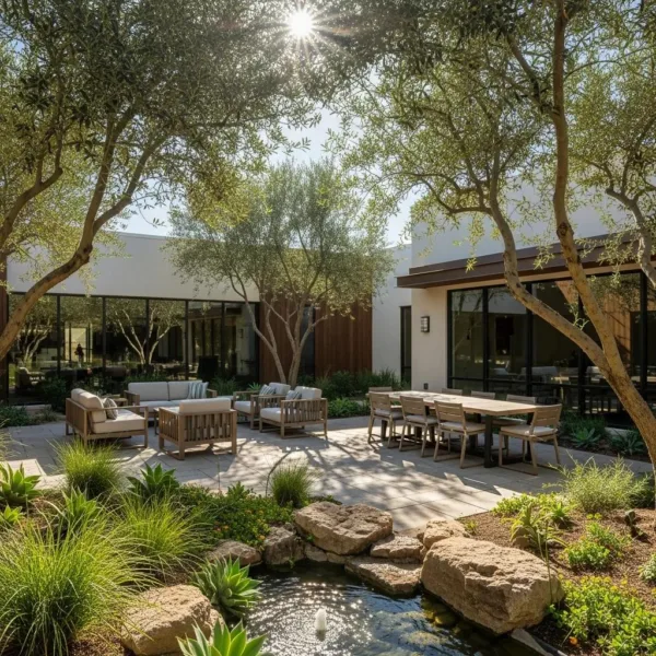 Modern Addiction Treatment Center In Southern Highlands, Nevada, Showcasing A Peaceful Outdoor Area For Recovery