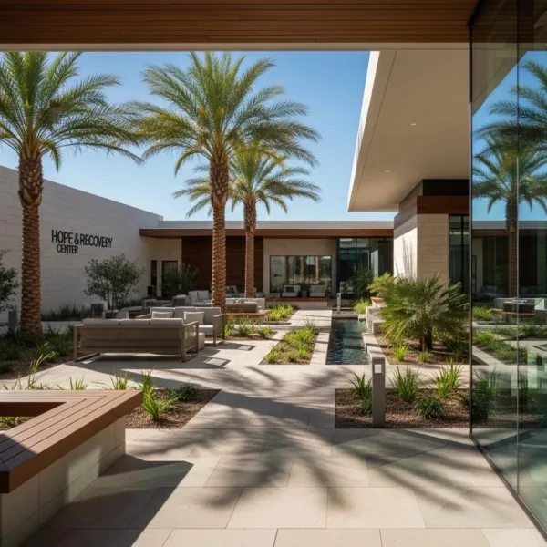 Modern Rehabilitation Center In Las Vegas With Serene Outdoor Space Promoting Recovery