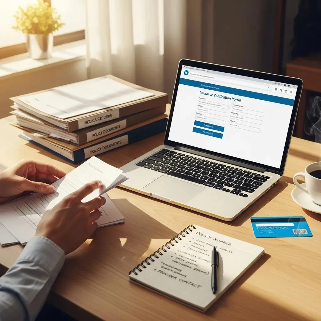 Using Insurance For Addiction Treatment: A Guide Person Organizing Documents And Insurance Information Ahead Of A Benefits Check