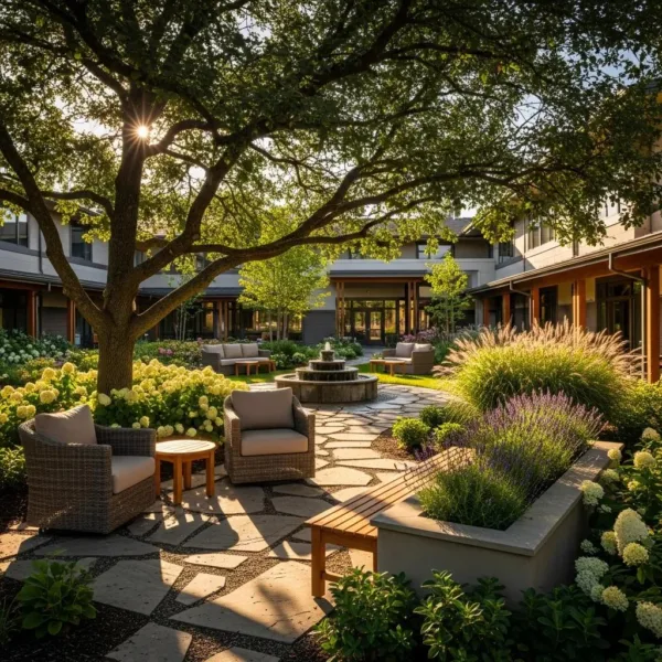 Residential Rehab Facility Garden Promoting Healing And Recovery