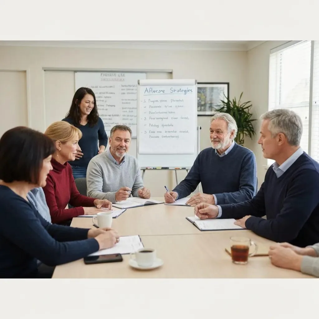 Aftercare Group Meeting Focused On Relapse Prevention And Peer Support