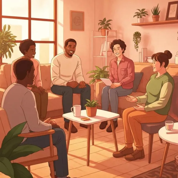 Supportive Group Therapy Session For Addiction Recovery, Emphasizing Community And Healing