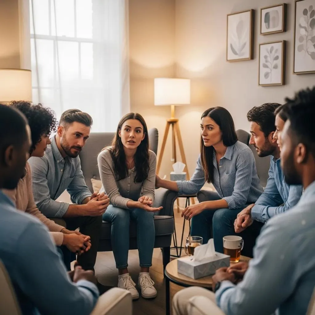 What Is Addiction? Understanding Substance Use Disorder Group Therapy Session Showing Social Support During Recovery