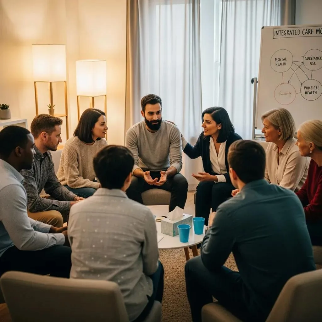 Therapist And Client In A Supportive Session At A Treatment Center, Showing Integrated Program Care