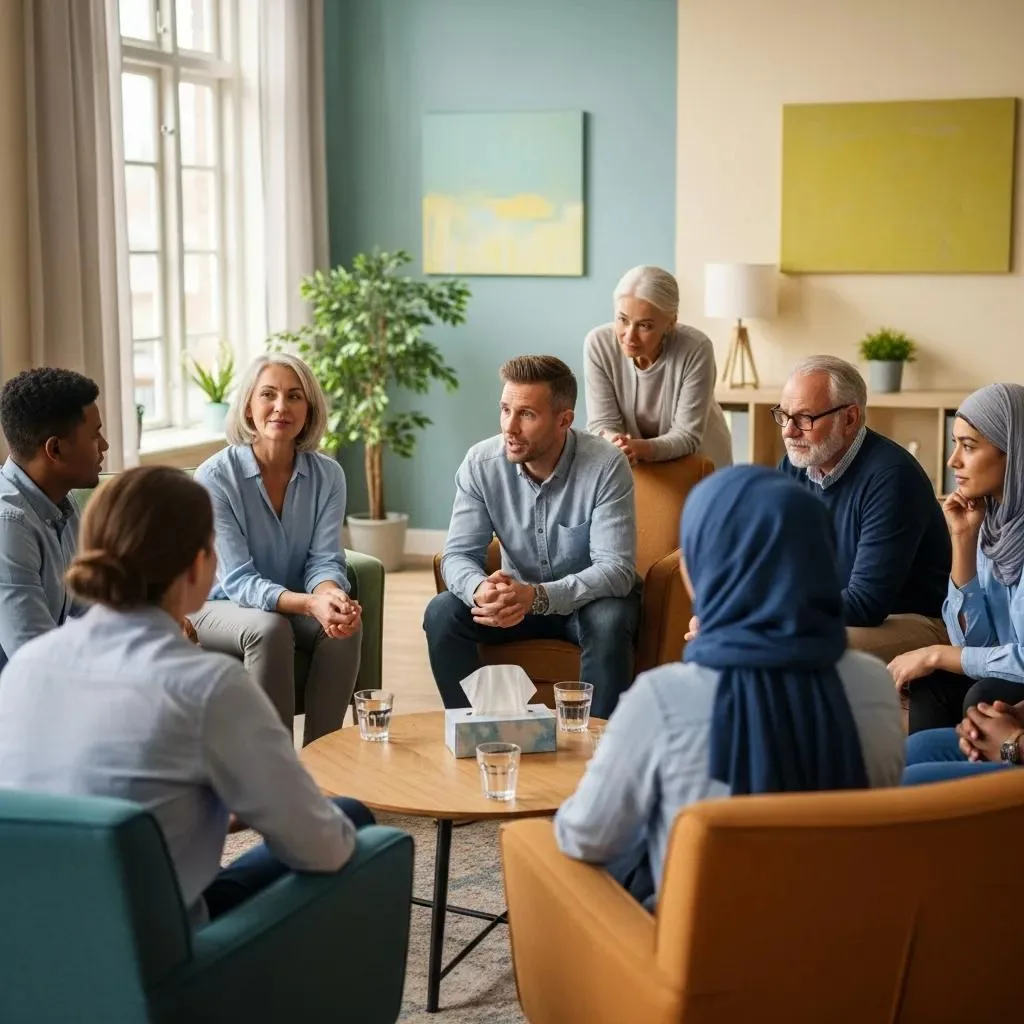 Supportive Group Therapy Session Showing Typical Rehab Program Lengths