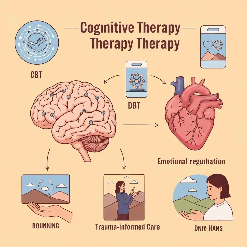 Illustration Of Common Therapy Approaches For Addiction Recovery, Including Cbt And Dbt