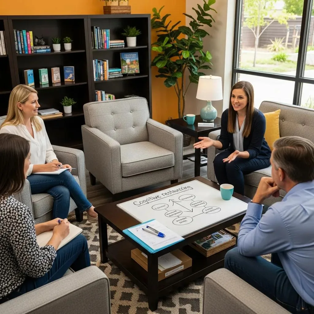 Cbt For Addiction Treatment &Amp; Recovery Therapist Leading A Cbt Session At Betterchoice Treatment Center