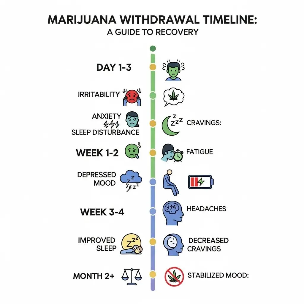 Timeline-Style Illustration Of Marijuana Withdrawal Symptoms And Recommended Supports