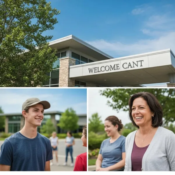 Welcoming Addiction Treatment Center Entrance Symbolizing Accredited Care And Support