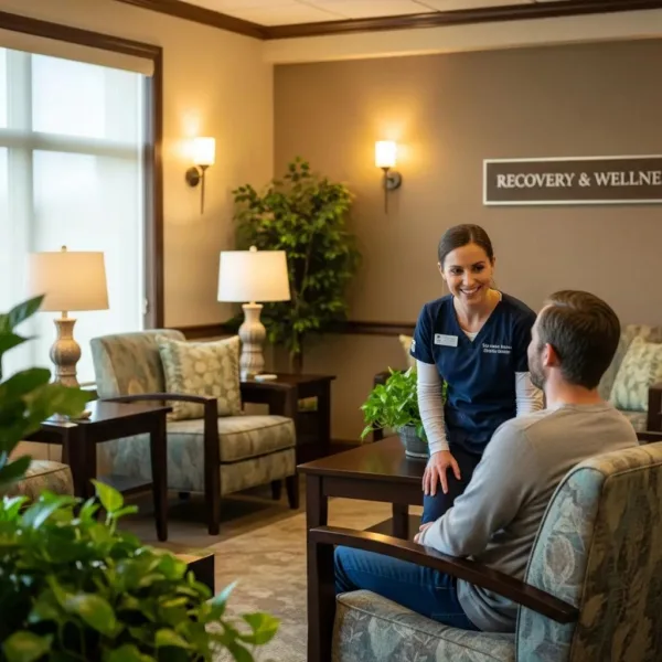 Blogs Welcoming Treatment Center Environment For Medical Detox With Healthcare Professional And Patient Interaction