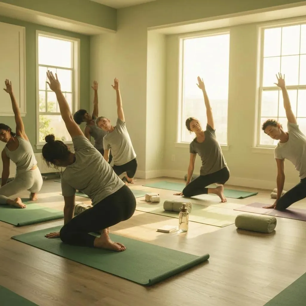 Participants In A Yoga Class During Inpatient Recovery, Illustrating Holistic Wellness