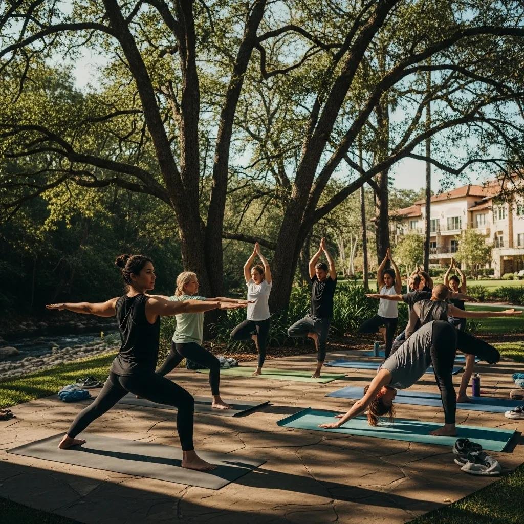Yoga Class In A Luxury Rehab Center Showing How Holistic Therapies Support Recovery